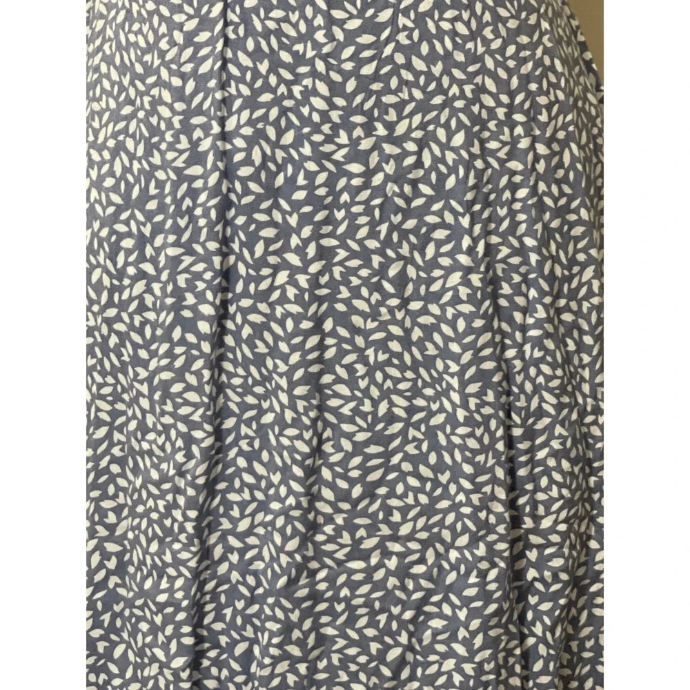 Japna Blue White Leaf Print Maxi Dress Smocked Boho Casual Flutter Sleeve XS - Picture 3 of 8